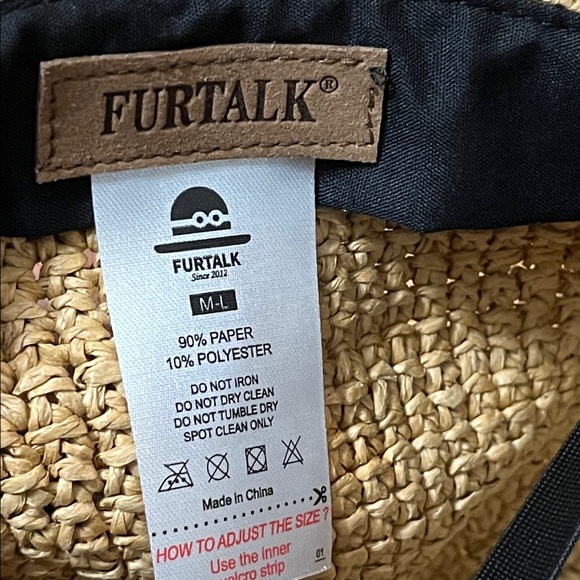 NWT Furtalk Straw Tan Hat for Wide Brim chin strap Sun Protection Hat Foldable - Picture 6 of 7